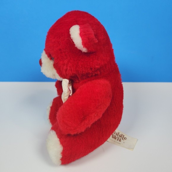 Vintage Valentine's Day Bear Plush Red Heart Nose Toy Small 6 in. Cuddle Wit - Picture 5 of 7